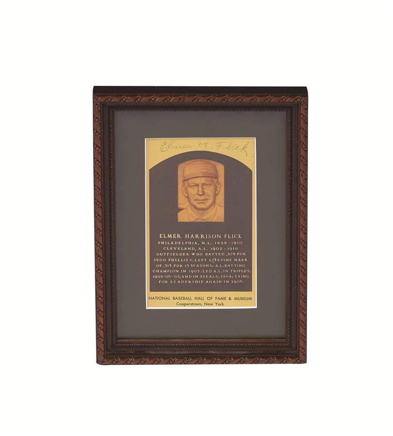Baseball Autographs - Elmer Flick Double-Signed Gold HOF Plaque