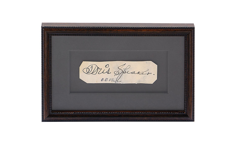 Baseball Autographs - Tris Speaker Beautifully Framed Cut Signature