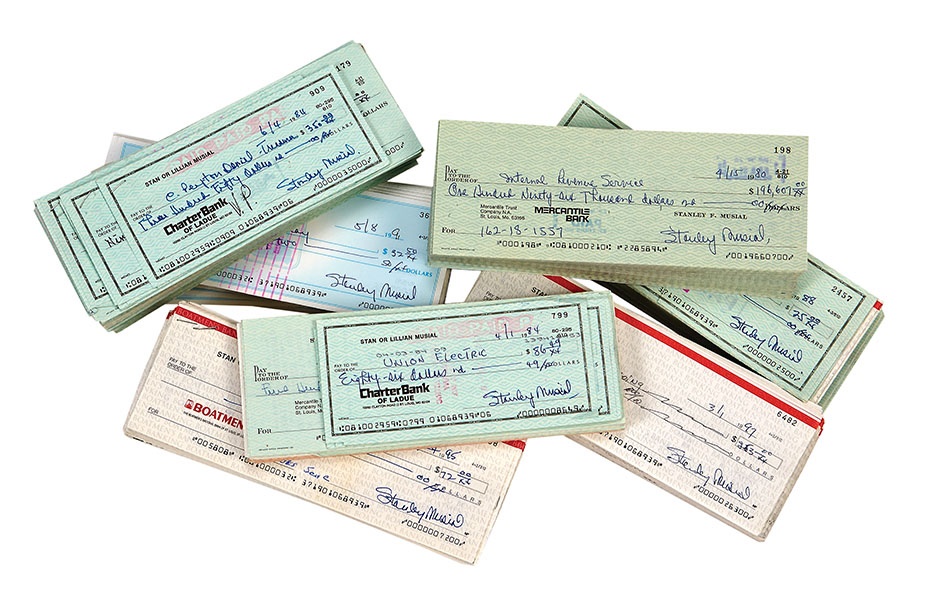 Large Collection of Stan Musial Signed Bank Checks (1590)