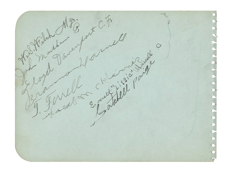 1947 Detroit Senators Signed Album Page with Satchel Paige