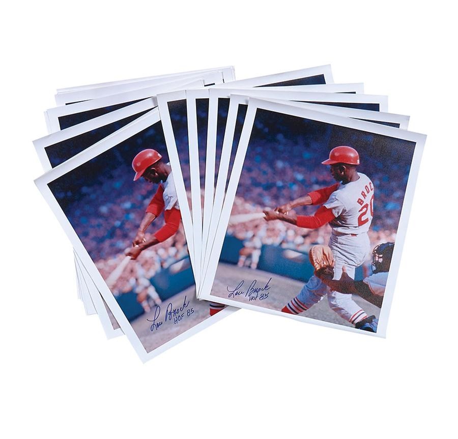 Lou Brock Signed Photographs on Canvas (20)