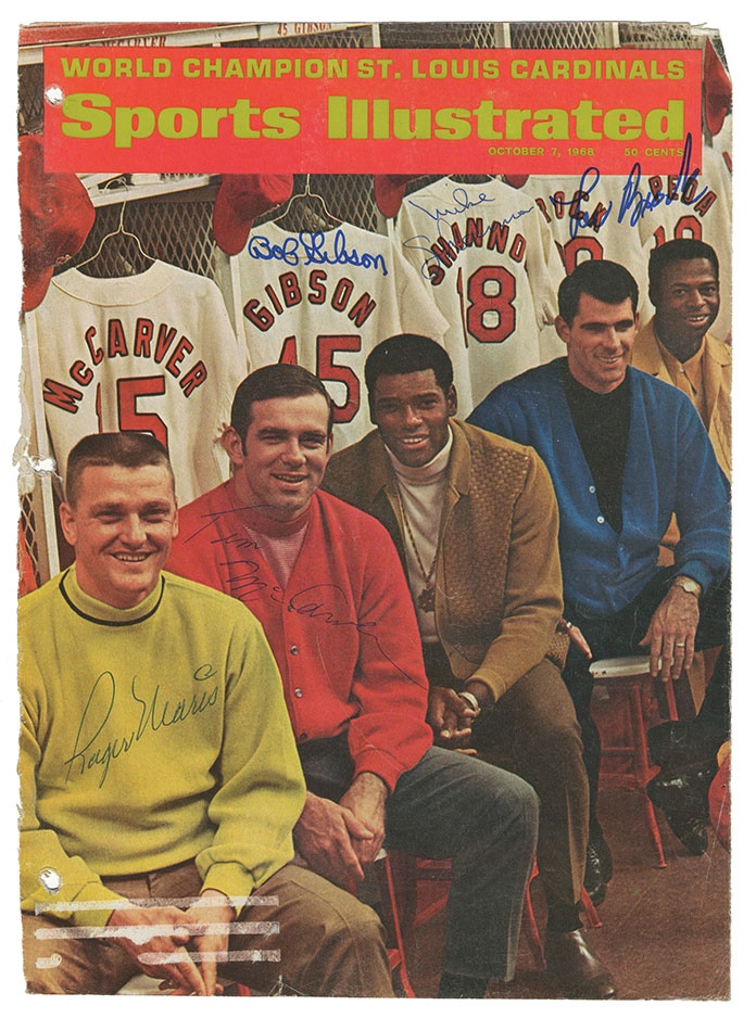 Property from the Collection of Lou Brock - 1968 Signed Sports Illustrated Cover with Roger Maris