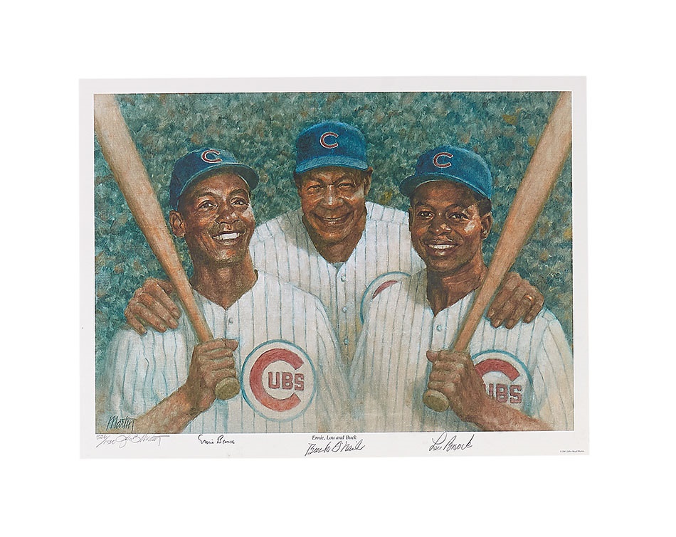 Property from the Collection of Lou Brock - "Ernie, Lou and Buck" Signed Print