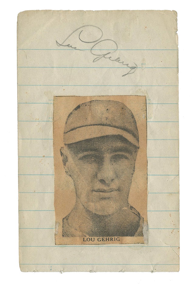 Baseball Autographs - Lou Gehrig Signed Notebook Page