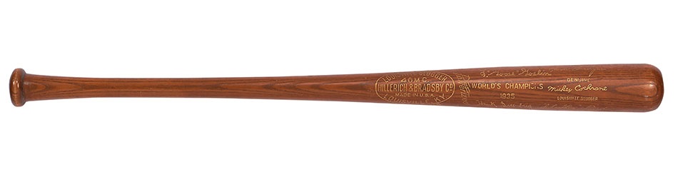 Baseball Memorabilia - 1935 World Champion Detroit Tigers Brown/Black Bat