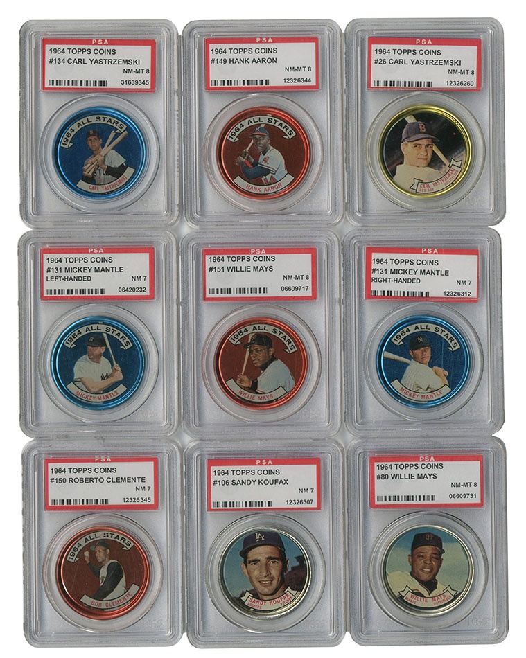 Sports and Non Sports Cards - 1964 Topps Coins Collection All PSA-Graded Including 6 Mantles (82)