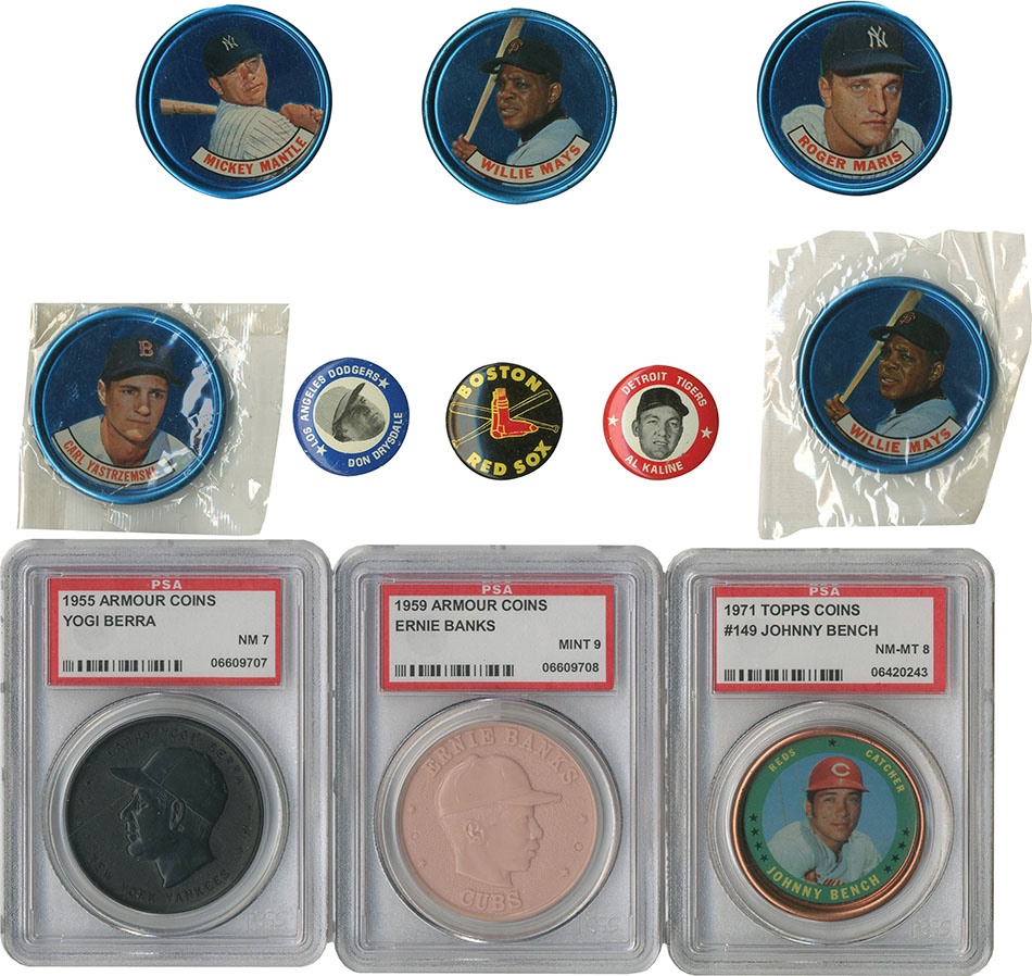 Sports and Non Sports Cards - 1955-1969 Old London, Salada, Armour, MLBPA Coin & Pin Collection Including Graded (175+)