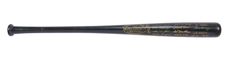 Baseball Memorabilia - 1957 Milwaukee Braves World Series Commemorative Black Bat
