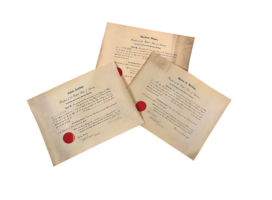 Presidential Appointment Collection Including Coolidge, Harding & Wilson