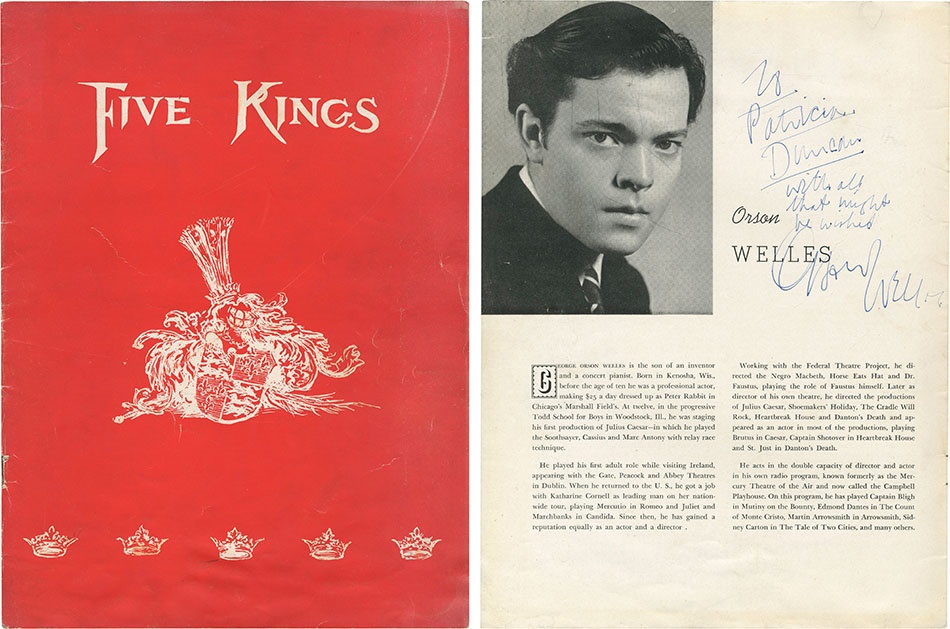 1939 Five Kings Theater Program Signed By Orson Welles & Burgess Meredith (2)