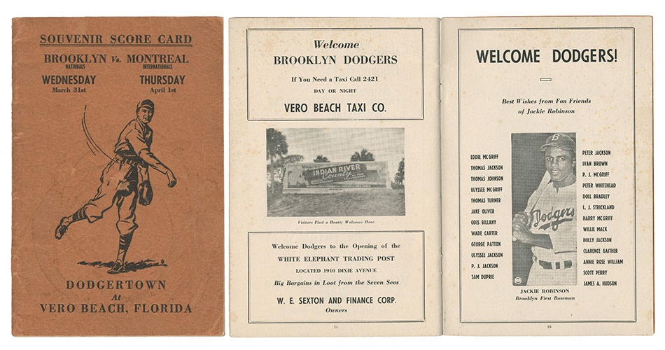 1948 Dodgertown Dedication Rare Program with Jackie Robinson Home Run