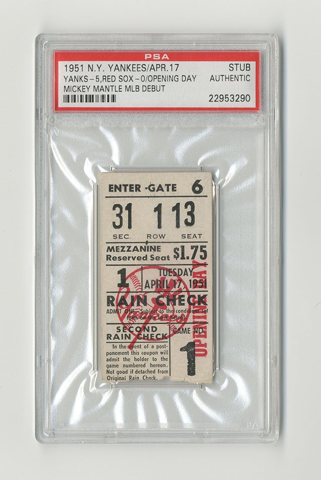 Mickey Mantle Debut Rare Ticket
