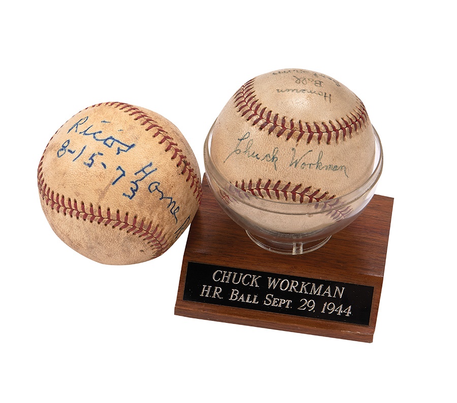 Boston Sports - Rico Petrocelli 1973 Red Sox & Chuck Workman 1944 Boston Braves Home Run Balls (2)