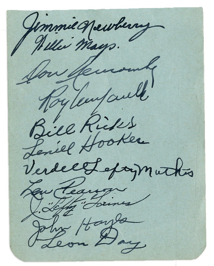 - Negro Leaguers Signed Album Page with Mays and Campanella
