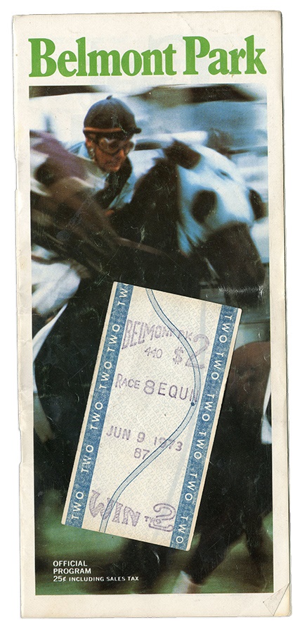 Secretariat Triple Crown Winning 1973 Belmont Program & $2 Parimutuel Ticket