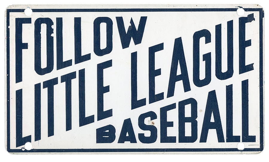 Baseball Memorabilia - 1940's Follow Little League Baseball Sign