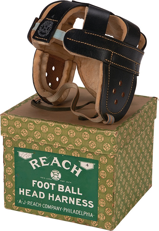 Football - 1890s Reach Football Helmet In Original Box