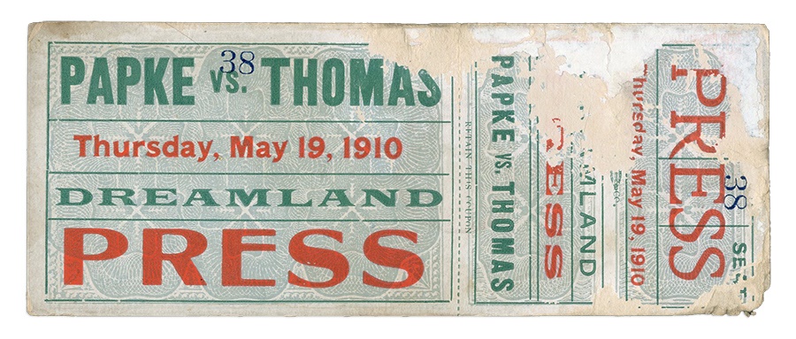 - 1910 Billy Papke vs. Joe Thomas Full Ticket