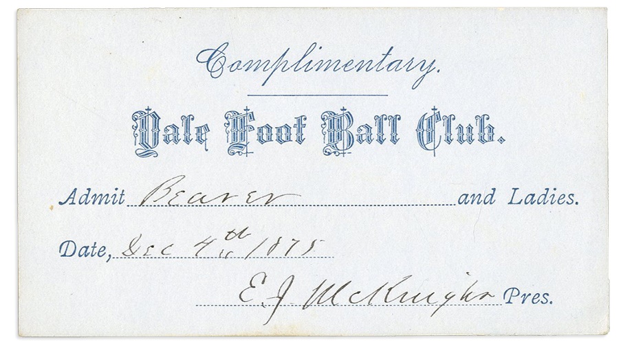 - 1875 Yale vs. Columbia Complimentary Ticket