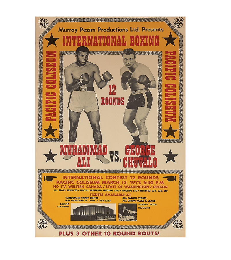 - 1972 Muhammad Ali vs. George Chuvalo On-Site Boxing Poster