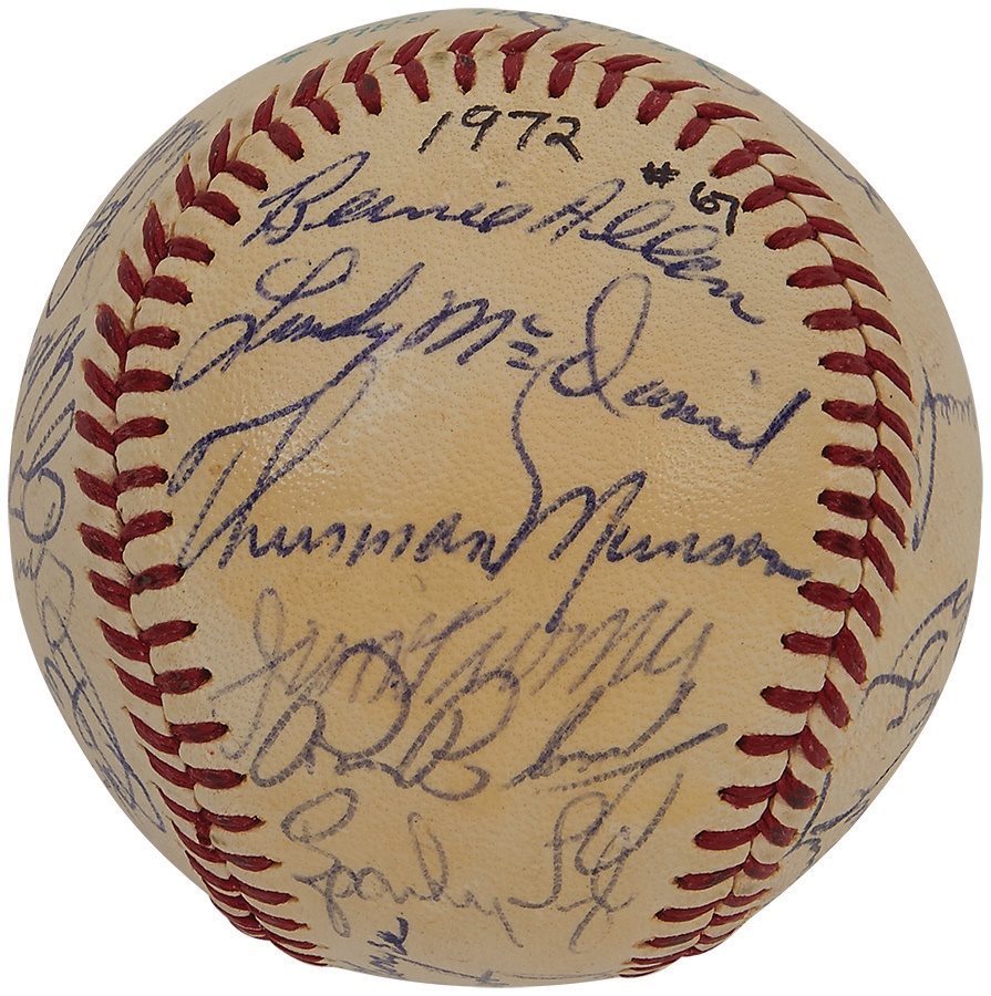 1972 New York Yankees Team Signed Baseball
