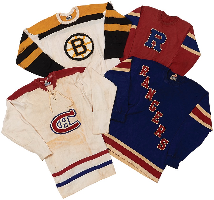 - Collection of 1950’s Souvenir Hockey Sweaters including Rangers & Bruins (4)