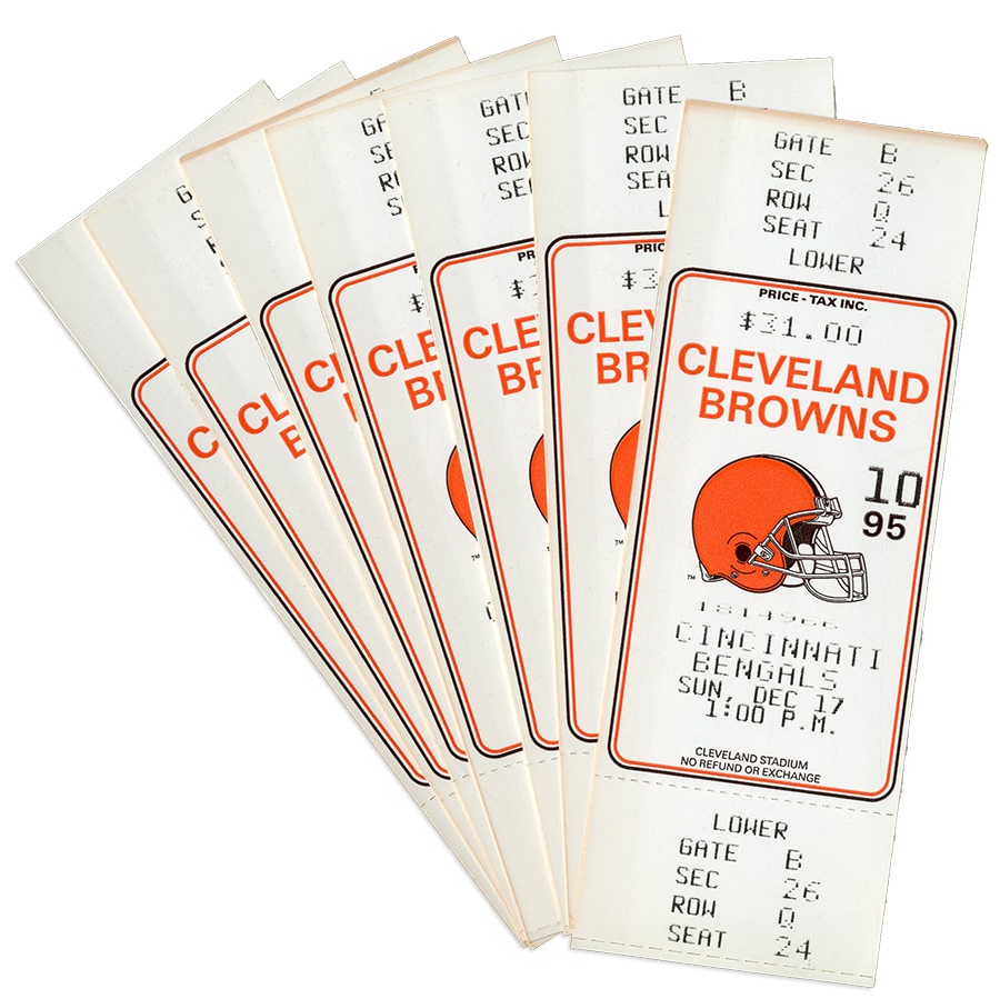 Tickets, Publications & Pins - Collection of Cleveland Browns Last Home Game Full Tickets (90+)