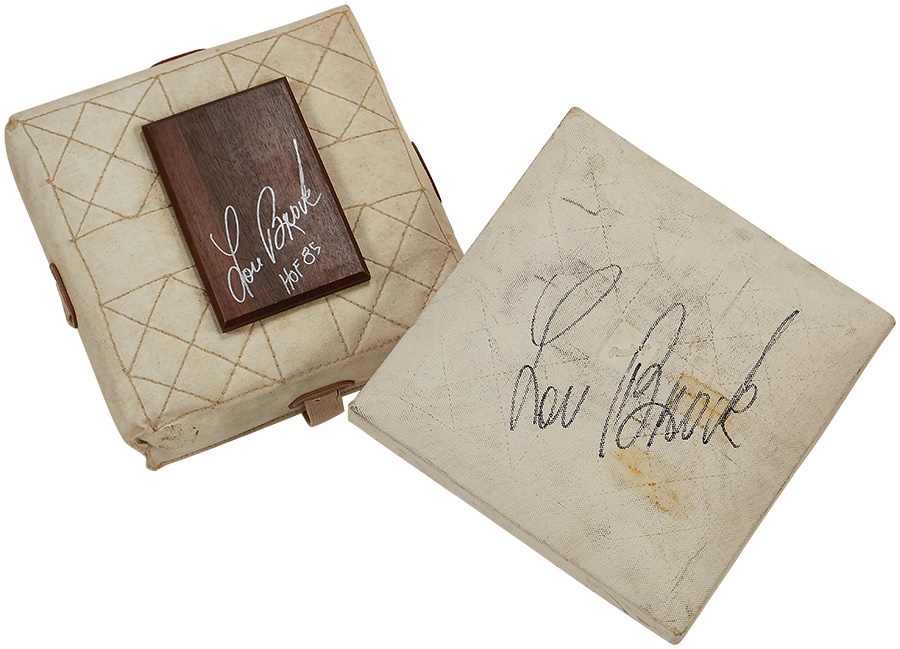 The Lou Brock Collection - Two Lou Brock Signed Presentational Bases