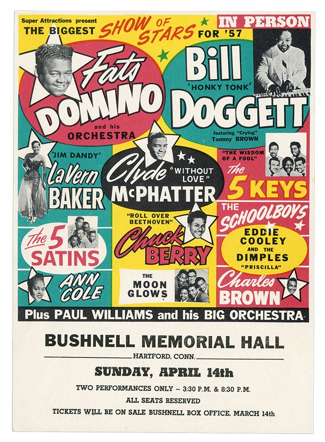 - High Grade 1957 Biggest Show of Stars Handbill and Ticket Stub