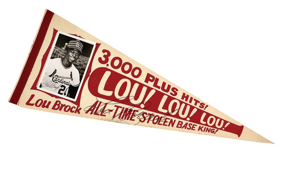 The Lou Brock Collection - Lou Brock Signed Pennants (32)