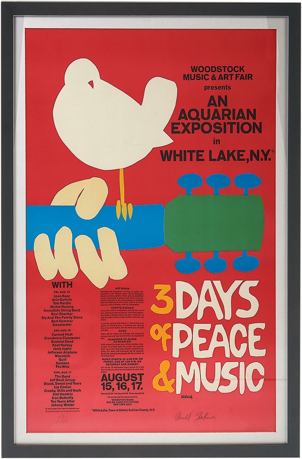 Rock 'N' Roll - 1969 Woodstock Concert Poster