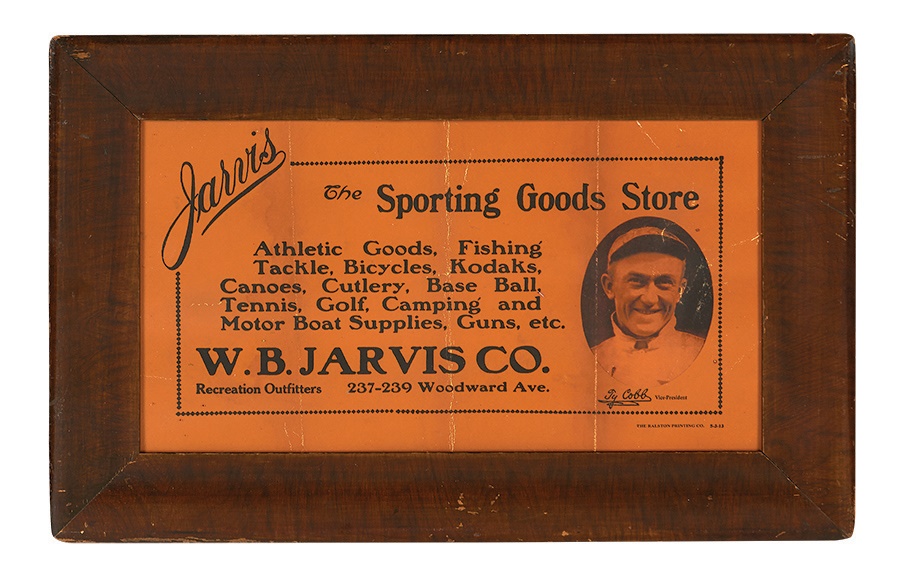 Baseball Memorabilia - Ty Cobb Jarvis Sporting Goods Advertising Display
