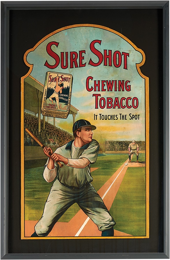 Baseball Memorabilia - Circa 1910 Sure Shot Chewing Tobacco Baseball Advertising Display
