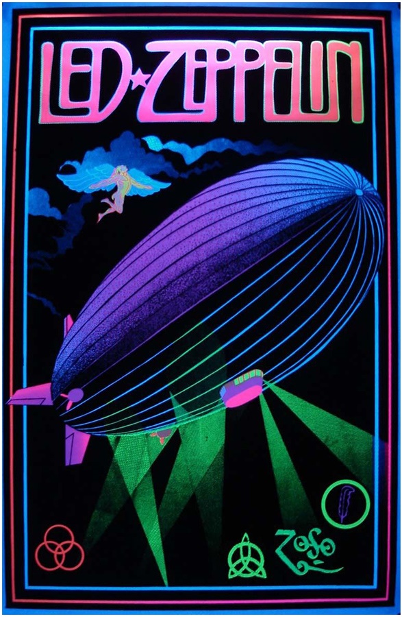 - 1970's Led Zeppelin Black Light Poster