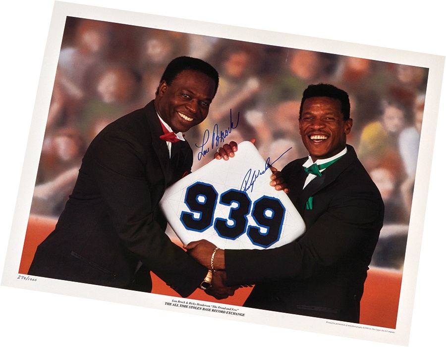 - Lou Brock and Rickey Henderson Signed Photographic Prints (50)