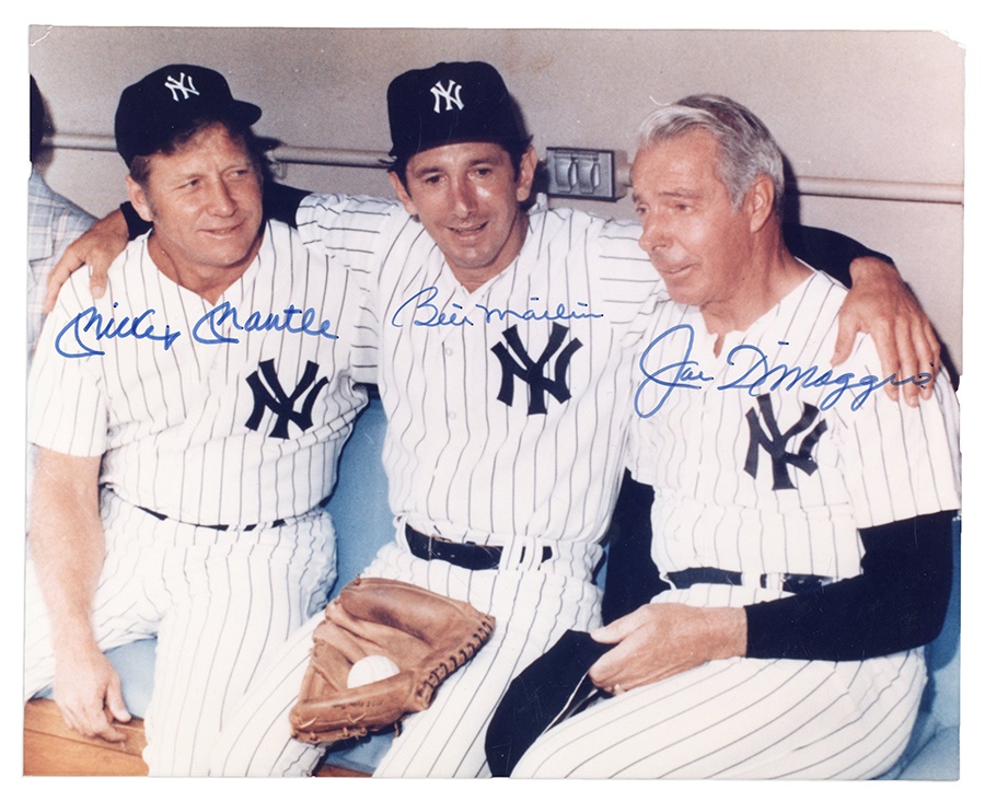 Martin, Mantle and DiMaggio Signed Photo