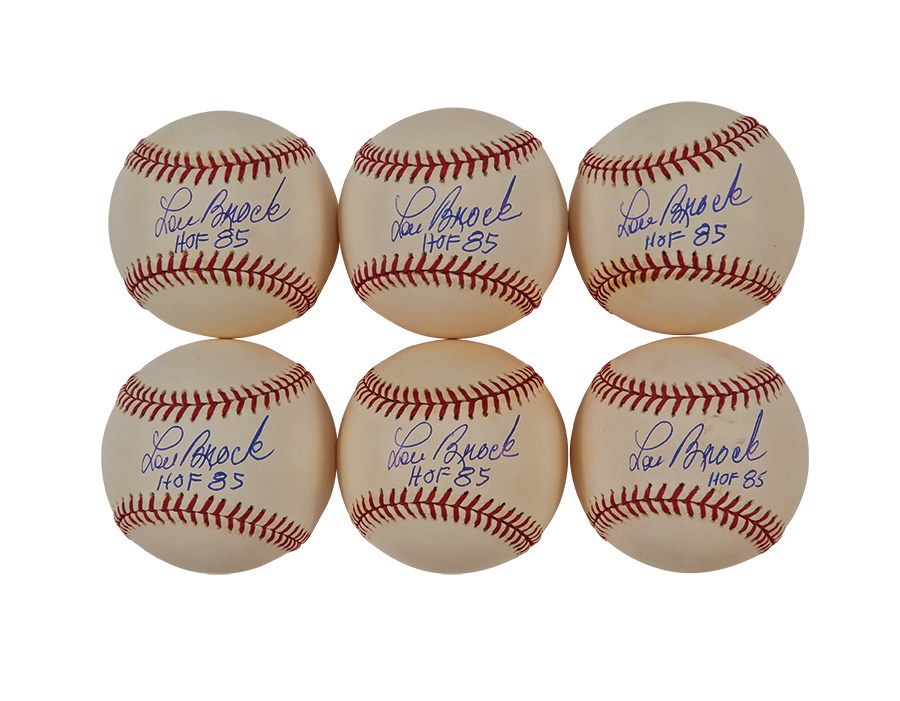 The Lou Brock Collection - "Lou Brock HOF 85" Single Signed Baseballs (132)