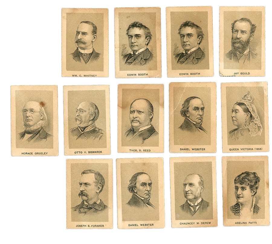 - 1880's Three Crow Extract  "Famous People" Trading Cards (13)