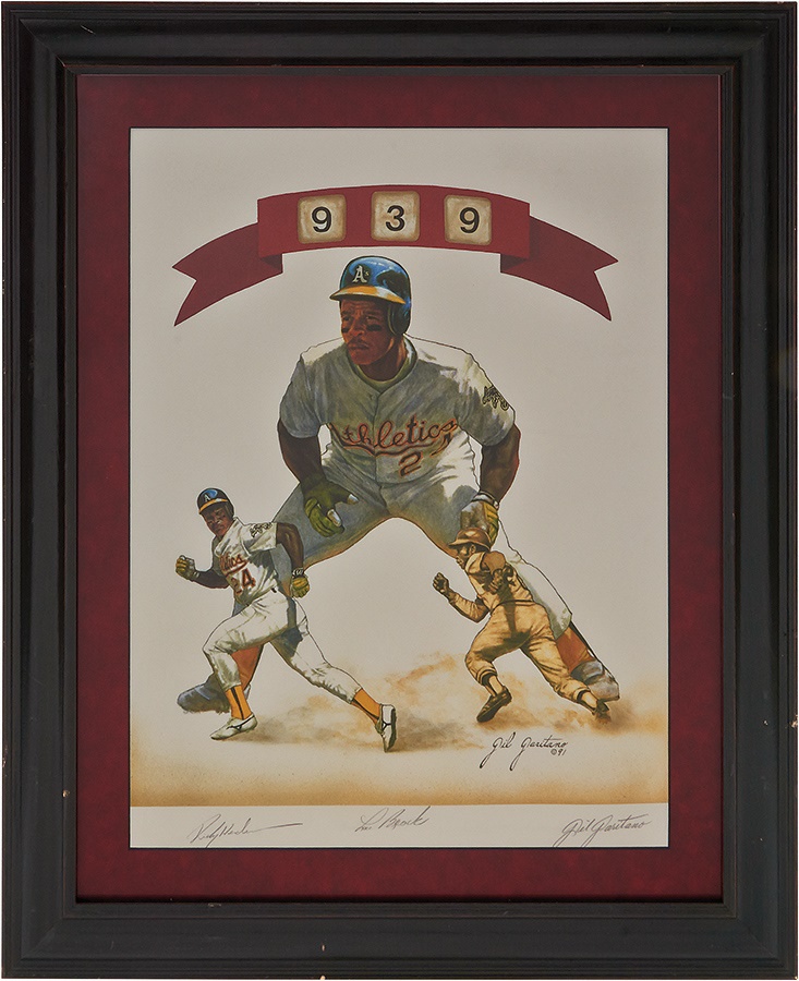 The Lou Brock Collection - 1991 Lou Brock and Rickey Henderson Signed Lithograph