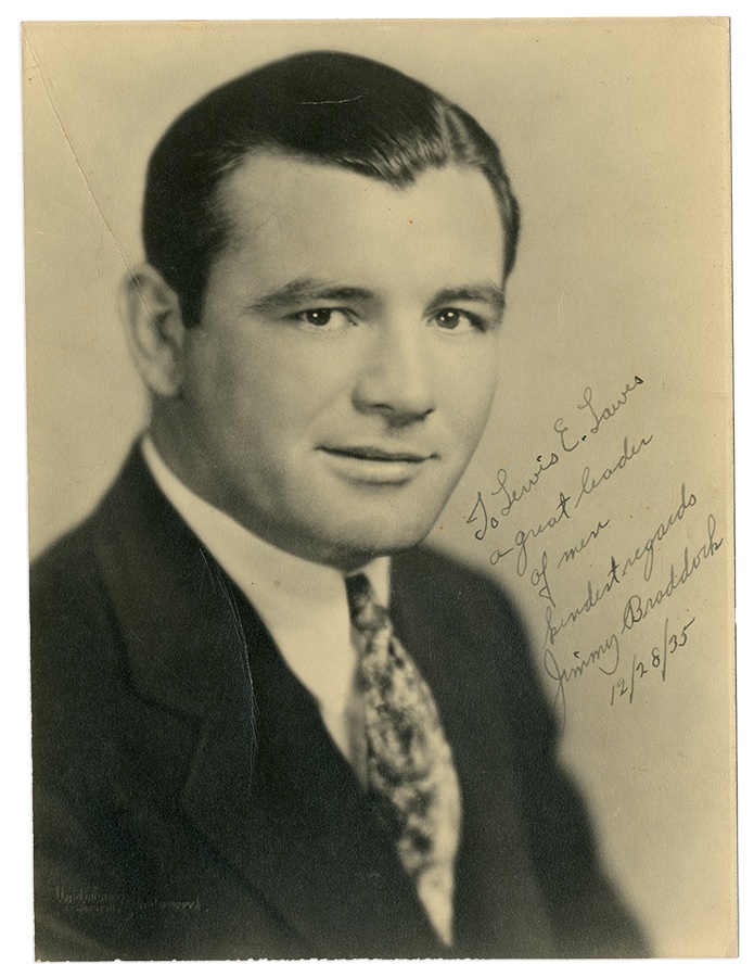 - Jimmy Braddock Photo Signed as Champion to Sing-Sing Warden