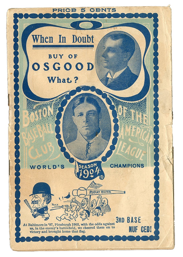 - Special 1904 "World Champions" Boston Americans Program