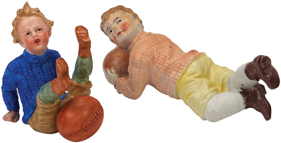 - 19th Century Football Bisque Figurines (2)