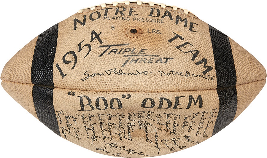 Football - 1954 Notre Dame Team Signed Football With Paul Hornung
