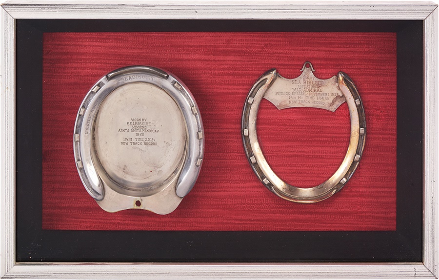 The Seabiscuit Collection of Chris Lowe - Seabiscuit Race Worn Horseshoes from War Admiral Match Race and Santa Anita Handicap