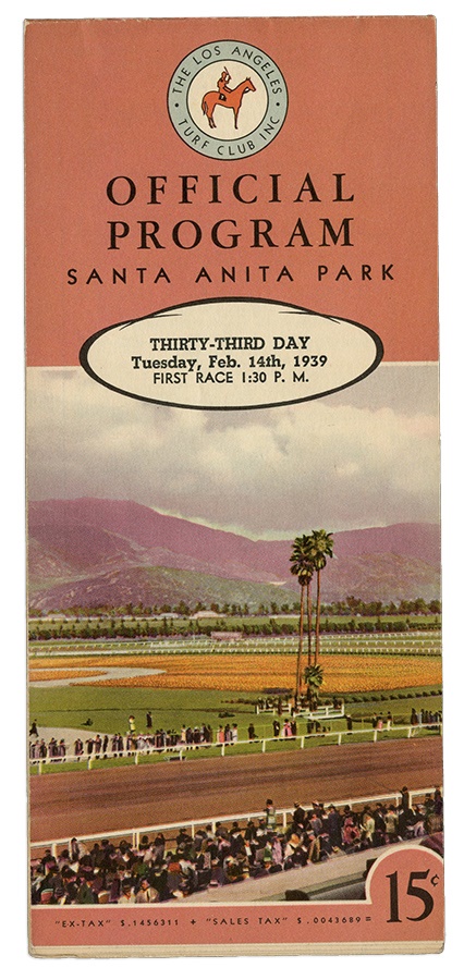 The Seabiscuit Collection of Chris Lowe - 1939 Santa Anita Program, Seabiscuit Injured
