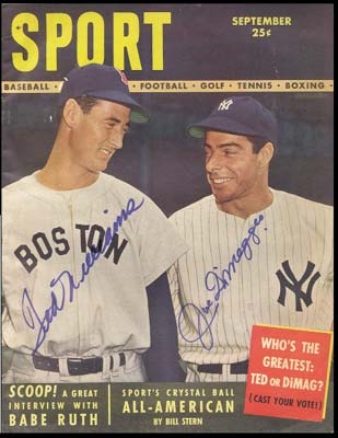 Sports Autographs - Ted Williams  &Joe DiMaggio Signed Magazine