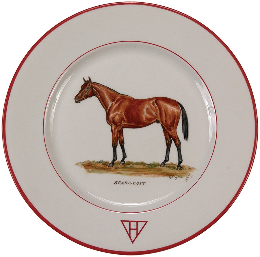 The Seabiscuit Collection of Chris Lowe - Seabiscuit Handpainted Plate owned by C.S Howard