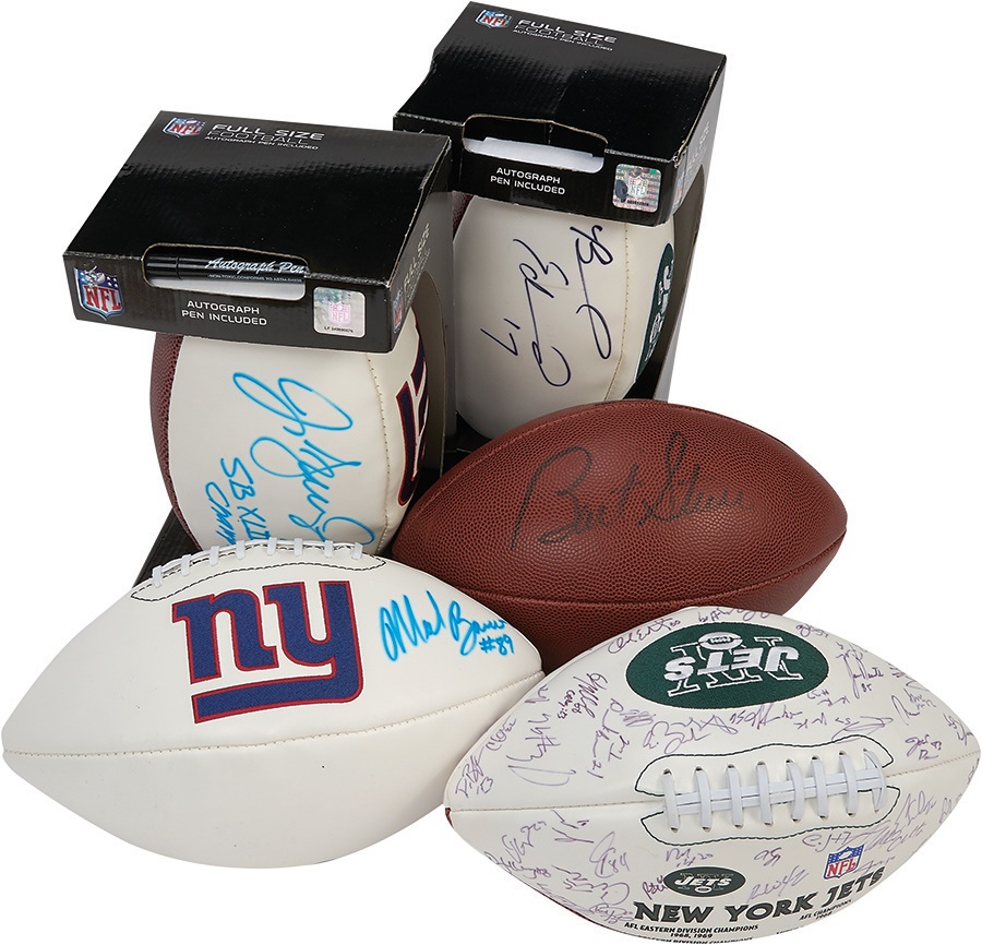 Football - Signed Football Collection including 2005 Jets Team Signed (5)