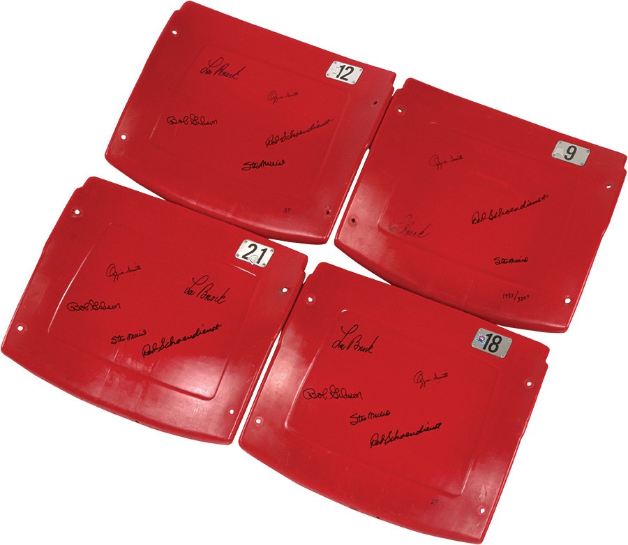 - Old Busch Stadium Seat Backs Signed by Cardinals Hall of Famers (4)