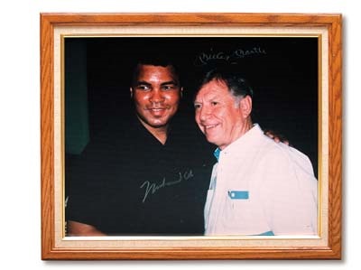 Sports Autographs - Mickey Mantle & Muhammad Ali Signed Photo on Canvas